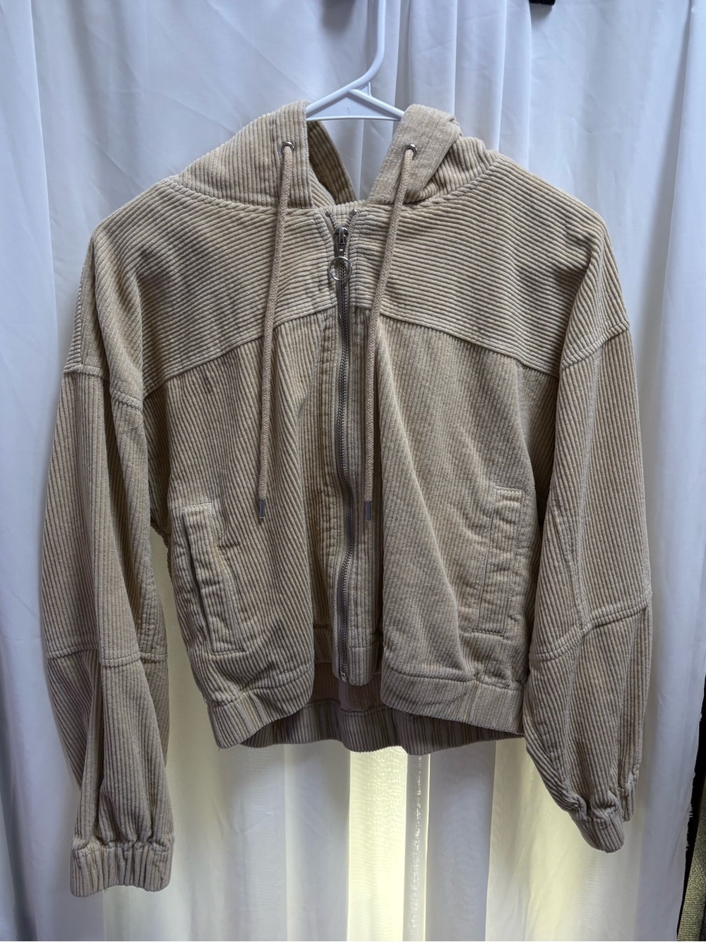 Forever 21 Taupe Corduroy Zip Hoodie Jacket